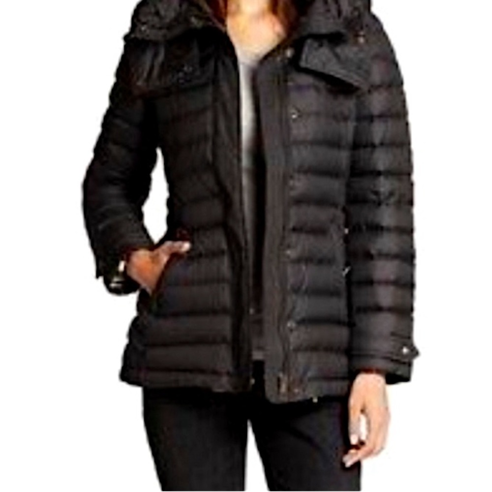 AUTHENTIC BURBERRY BRIT black women’s parka, Size Large. Very good condition!